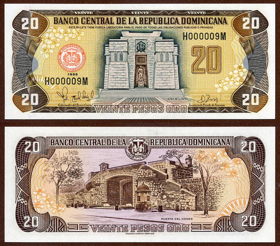 1998 20 Dominican Republic Pesos Low Serial Number 9 eBay 05-2015 EREN